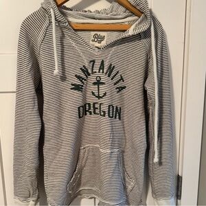 Blue 84 Gray and White Striped Hoodie
